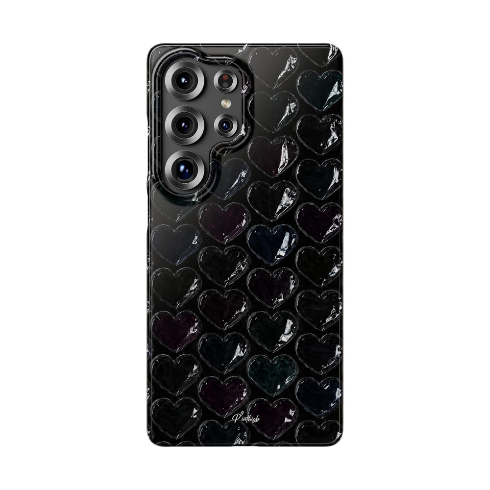 Black Pop Hearts Snap Case