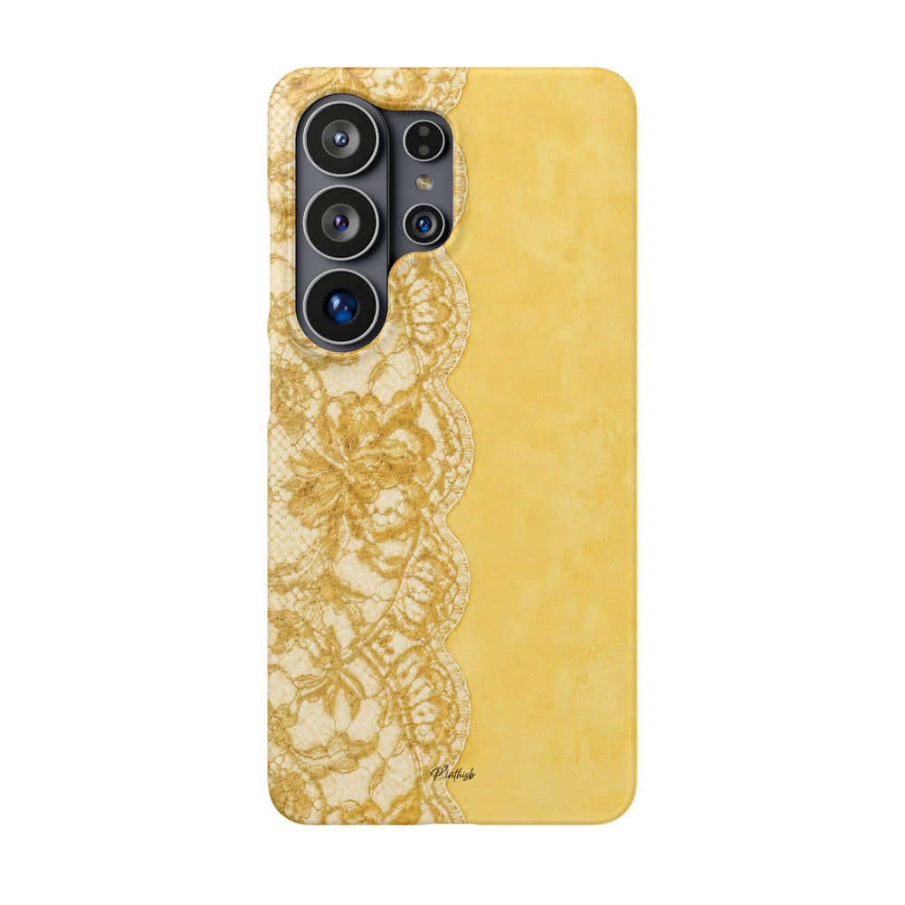 Yellow Vintage Lace Snap Case