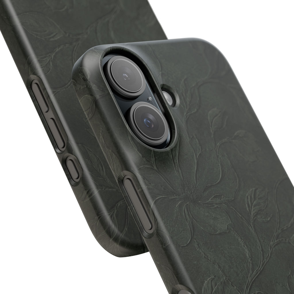 Dark Olive Floral Texture Snap Case