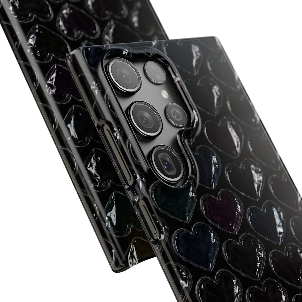 Black Pop Hearts Snap Case