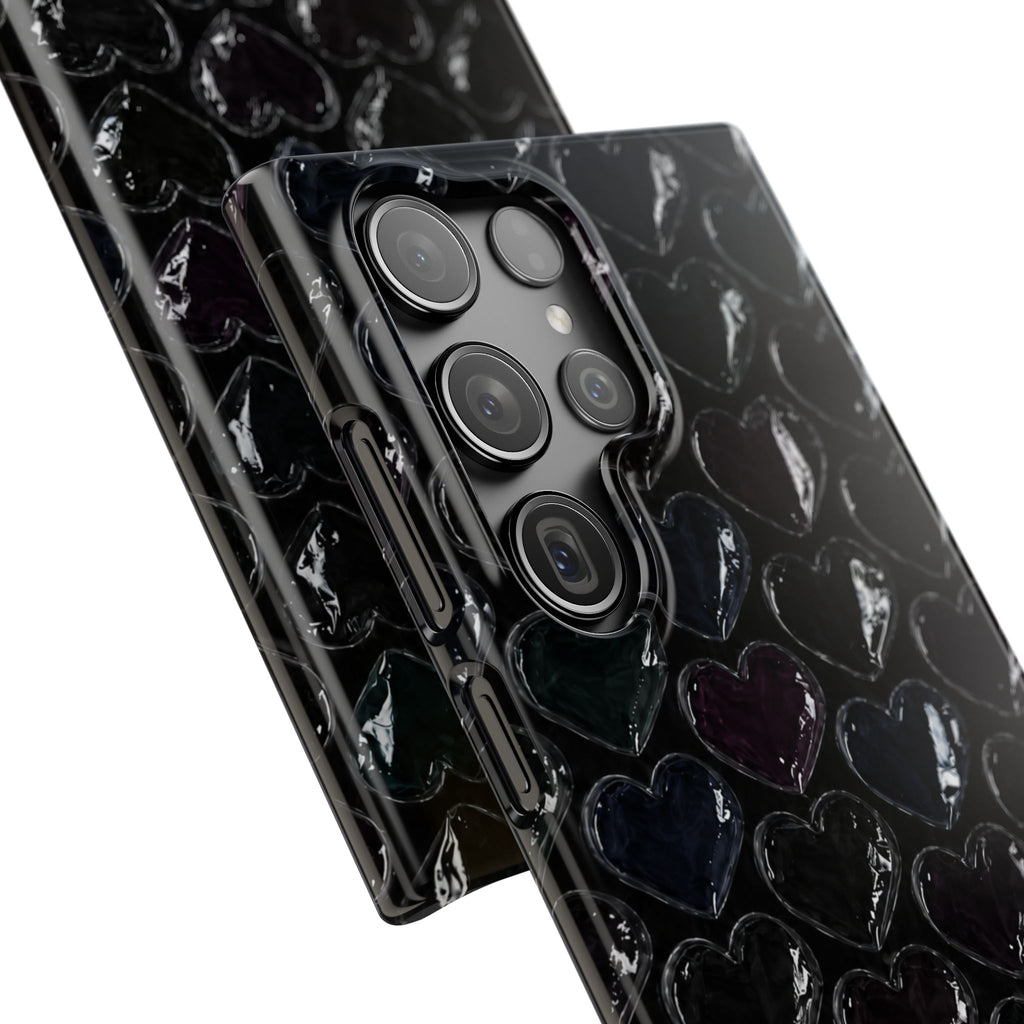 Black Pop Hearts Snap Case