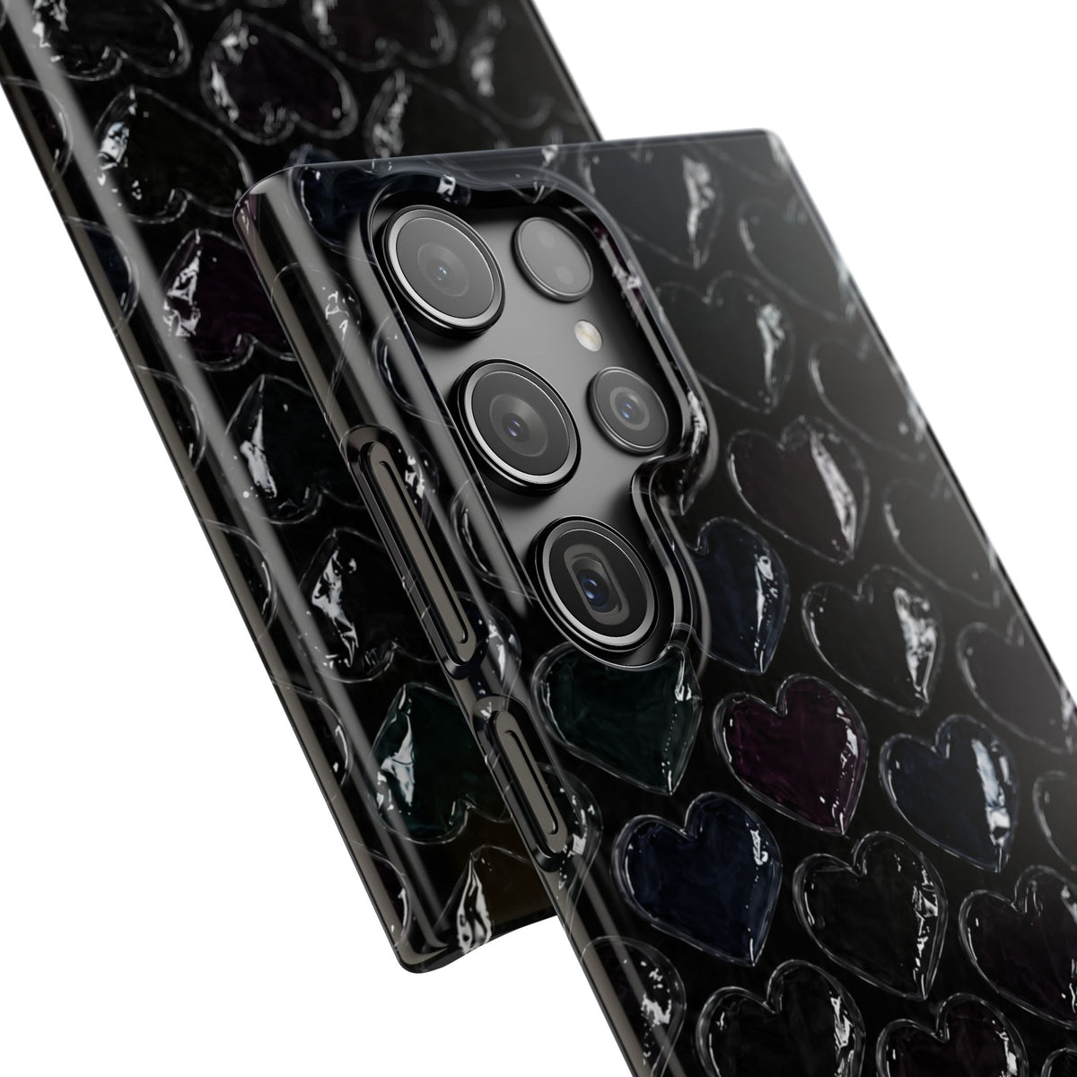 Black Pop Hearts Snap Case