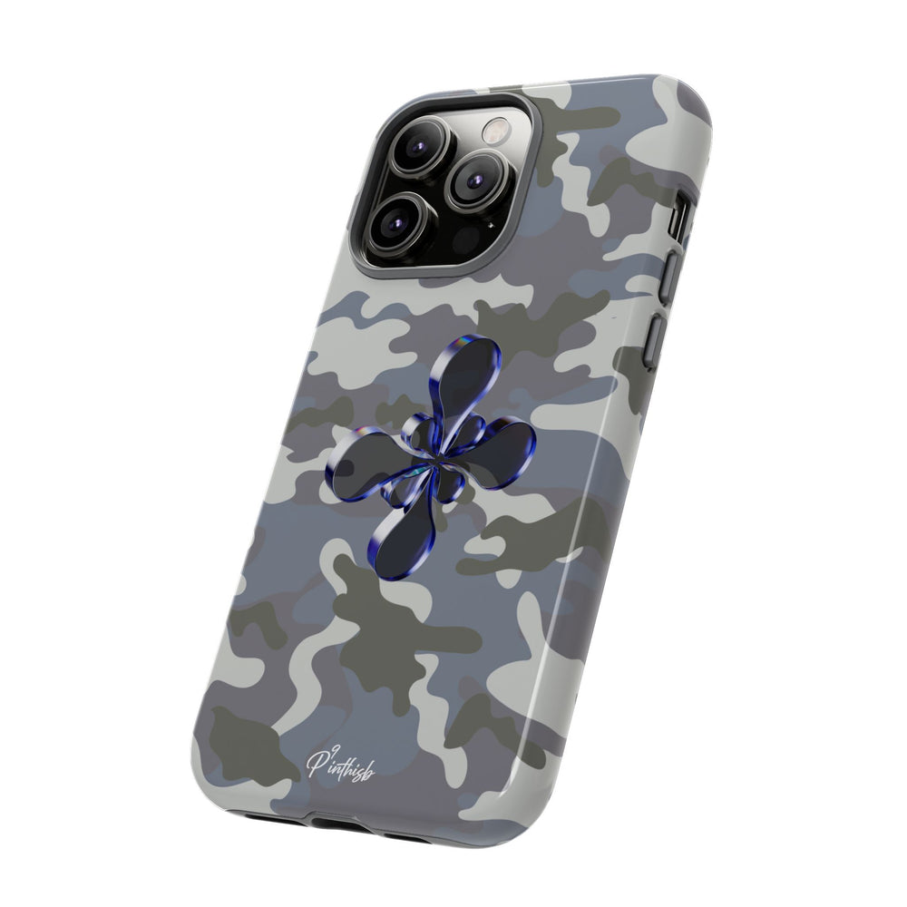 Camouflage with Blue Metallic Clover Tough Case