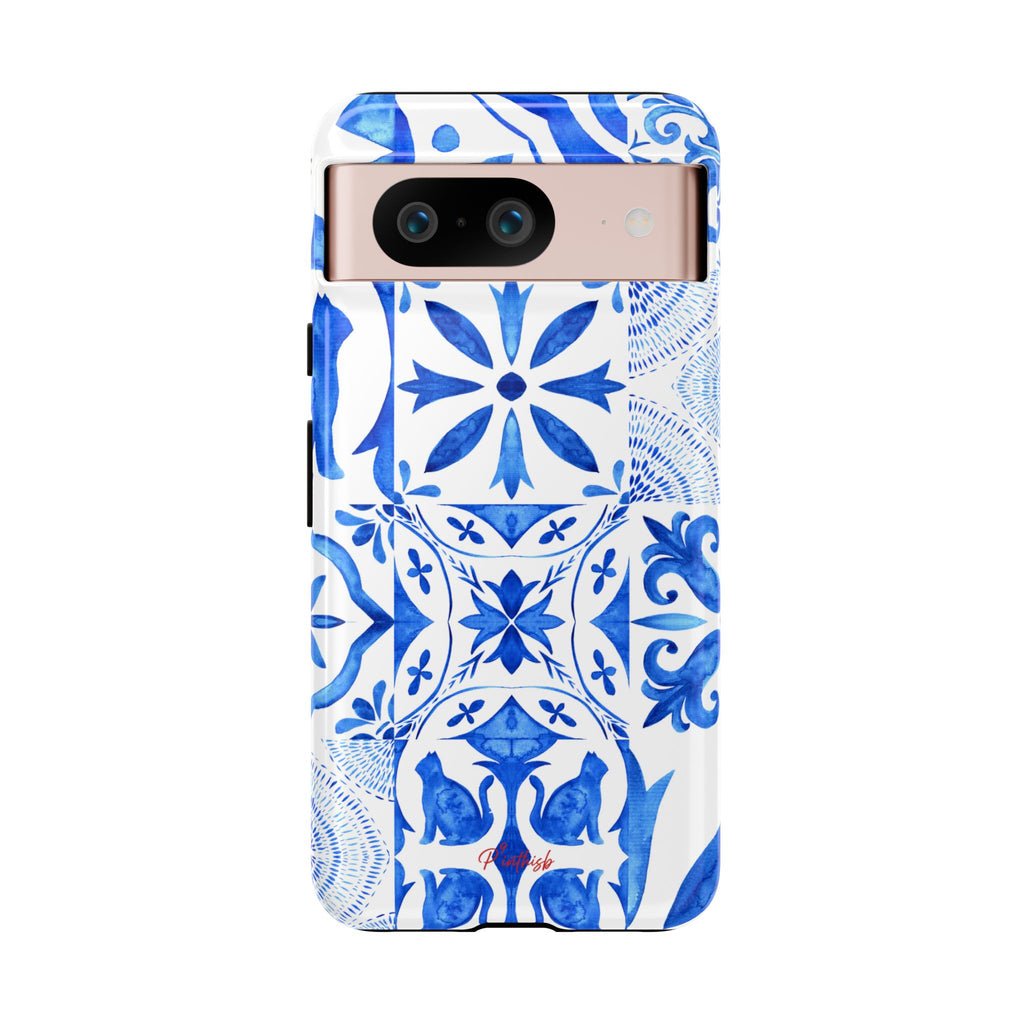 Blue Tile Pattern Tough Phone Case