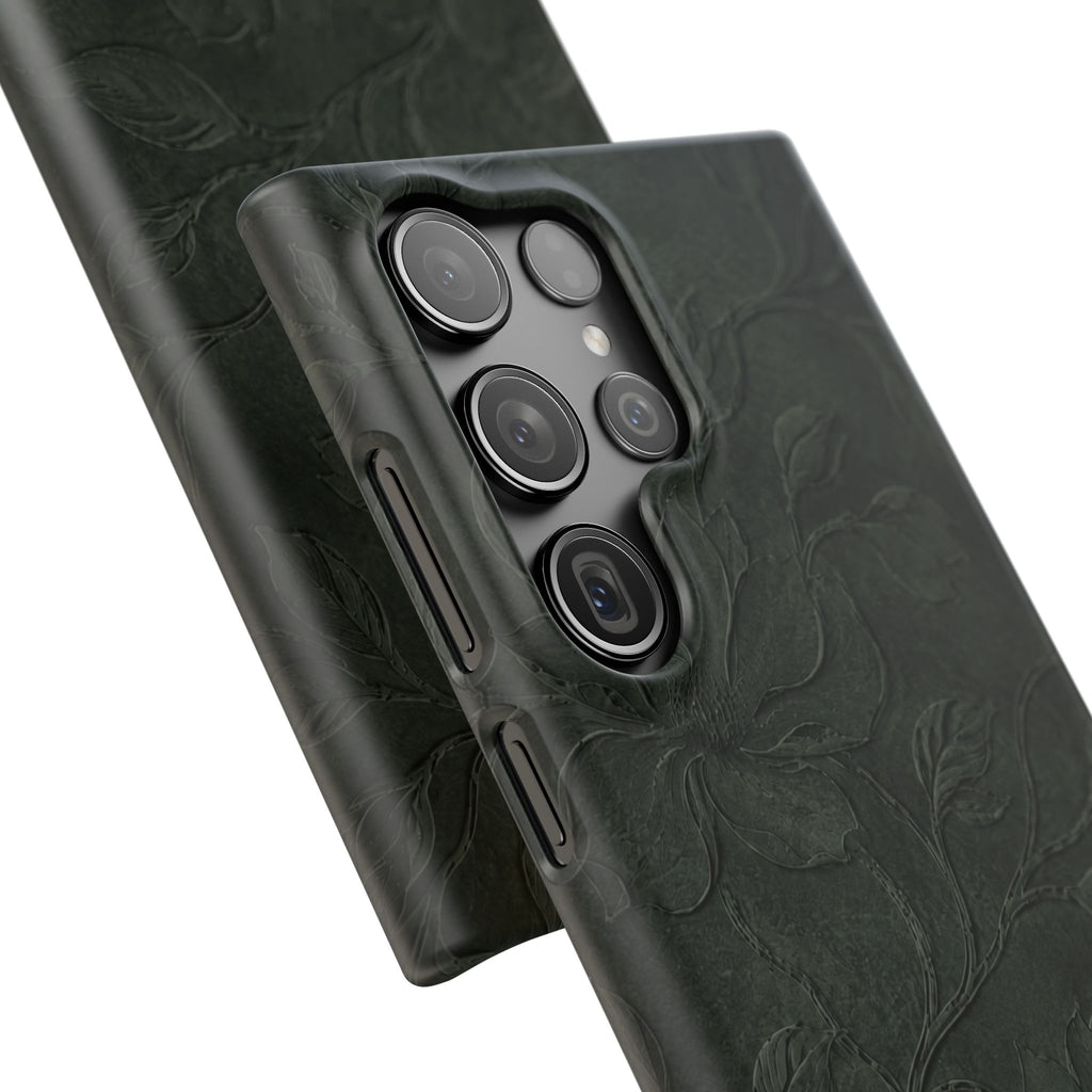 Dark Olive Floral Texture Snap Case