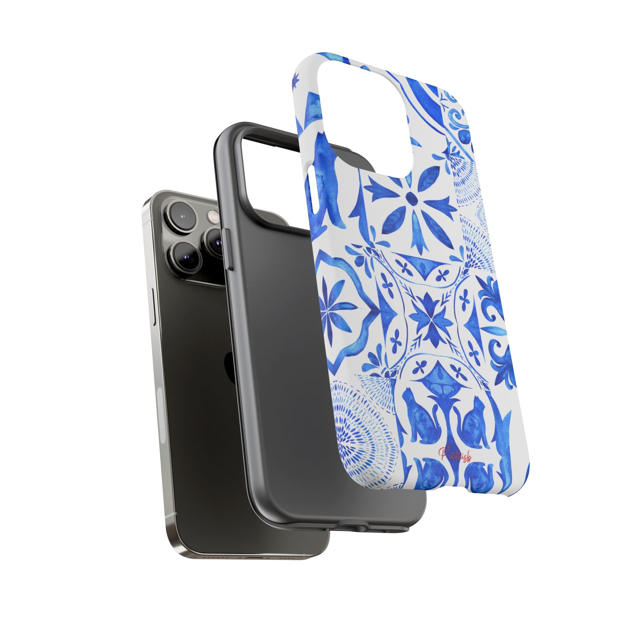 Blue Tile Pattern Tough Phone Case