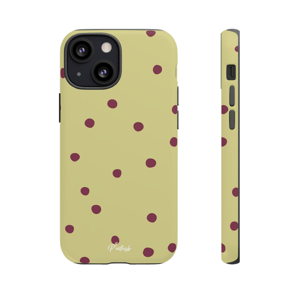 Yellow & Burgundy Polka Dot Tough Phone Case