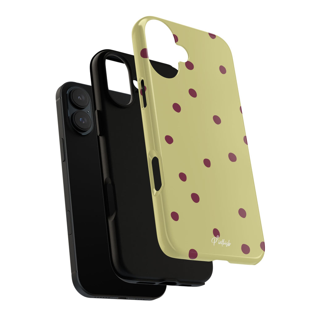 Yellow & Burgundy Polka Dot Tough Phone Case