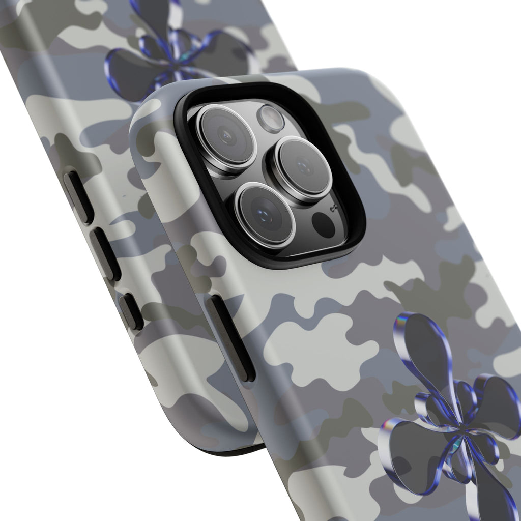 Camouflage with Blue Metallic Clover Tough Case