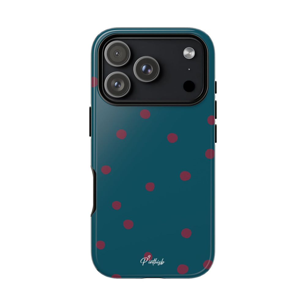 Teal & Burgundy Polka Dot Tough Phone Case