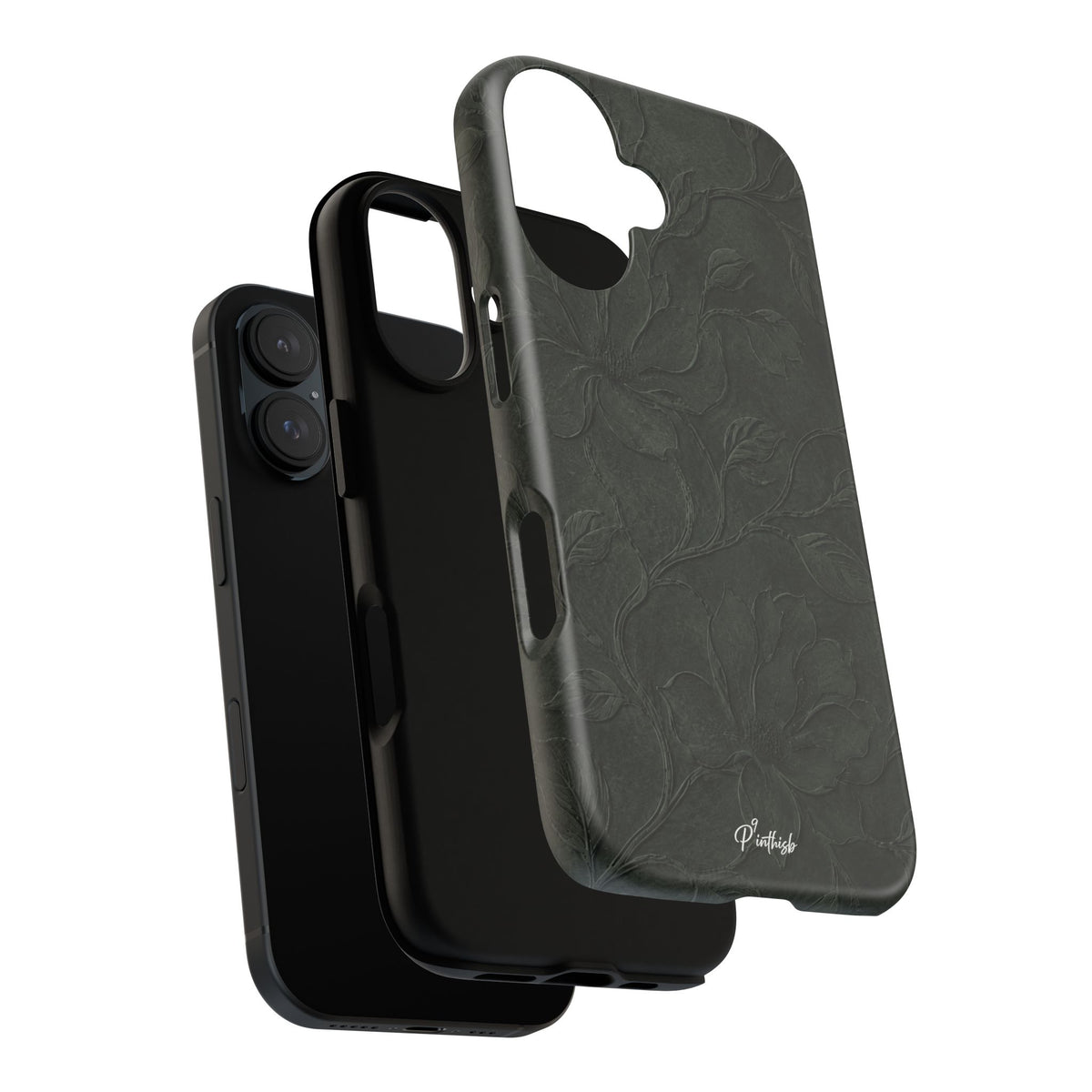 Dark Olive Floral Texture Tough Case