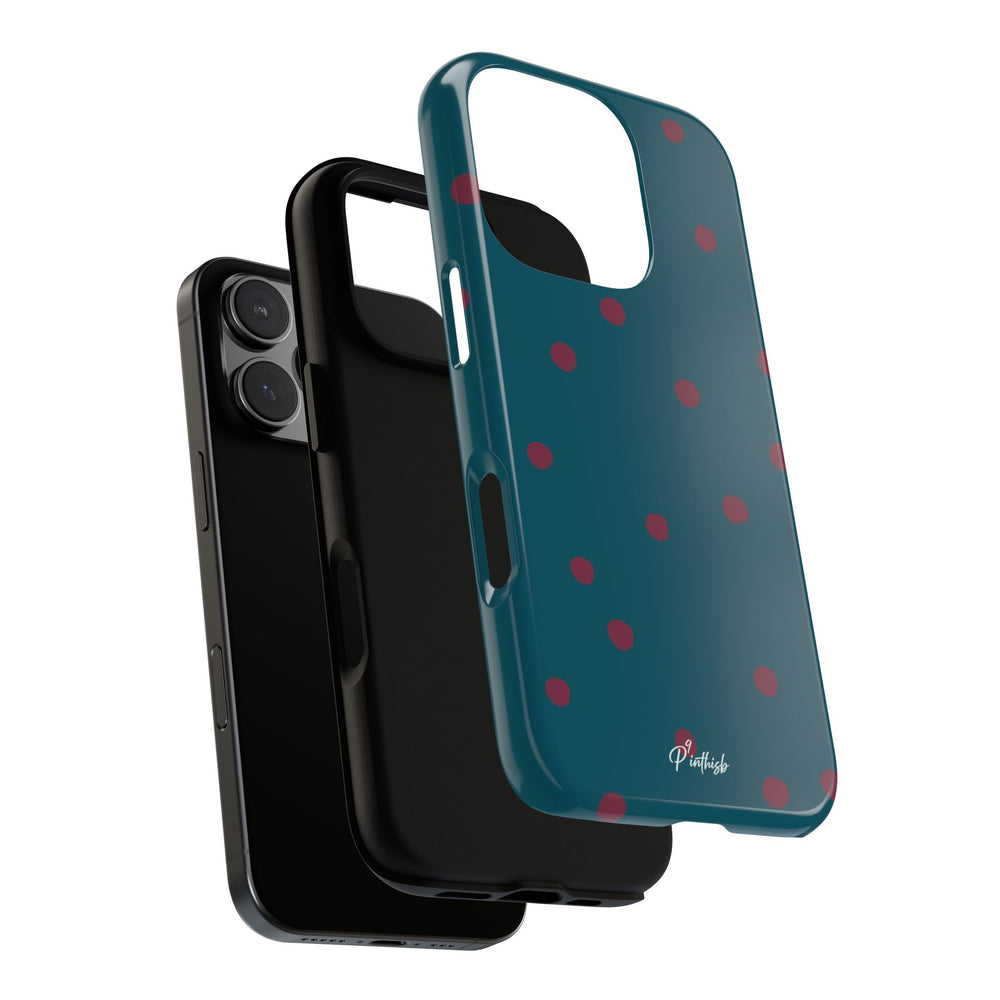 Teal & Burgundy Polka Dot Tough Phone Case