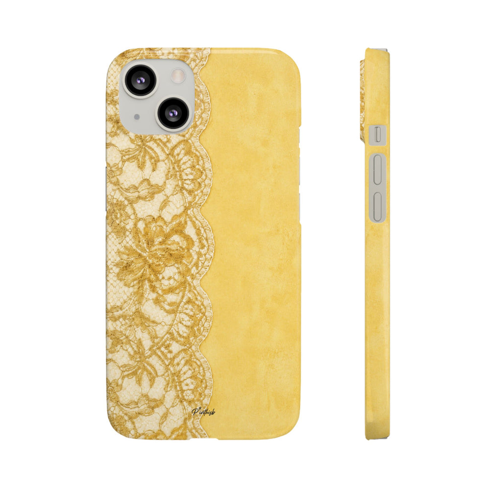 Yellow Vintage Lace Snap Case