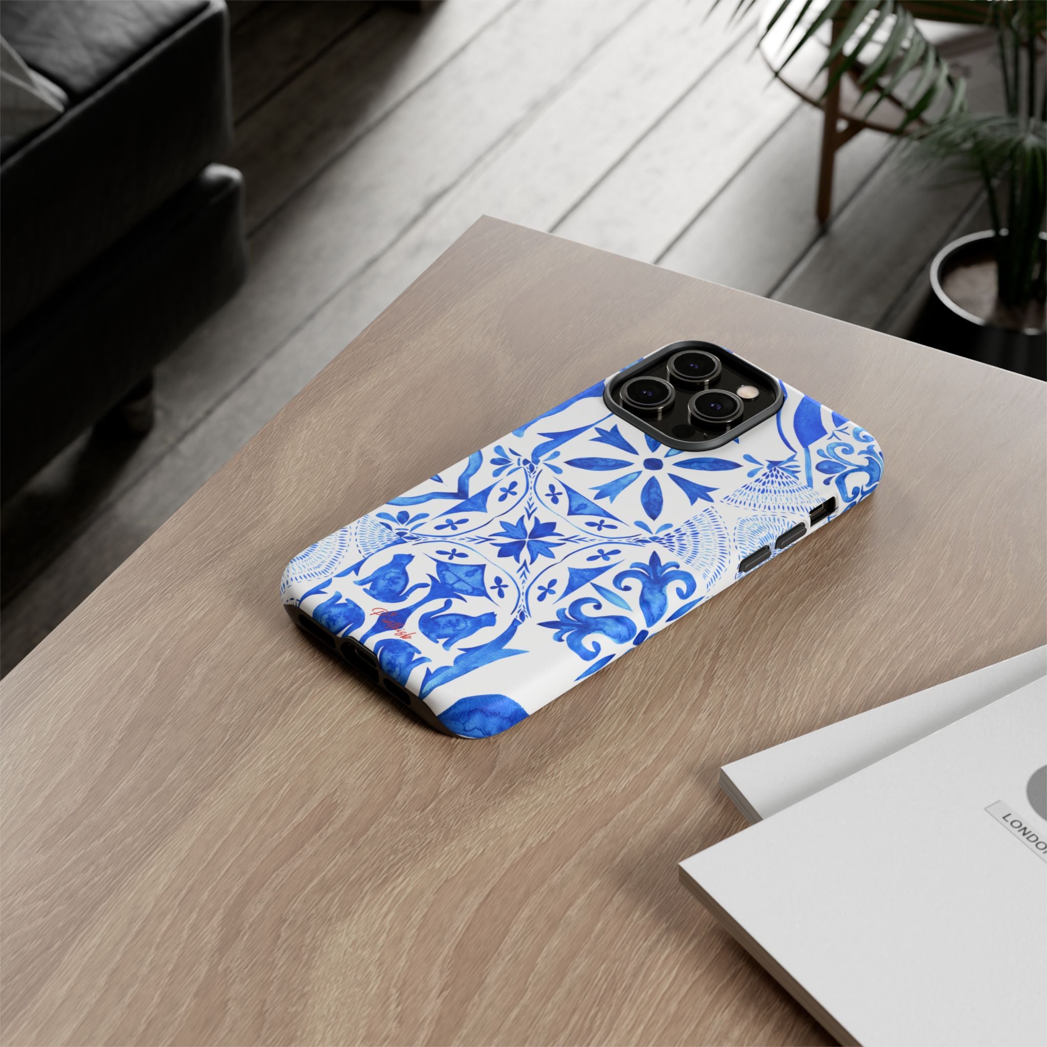 Blue Tile Pattern Tough Phone Case