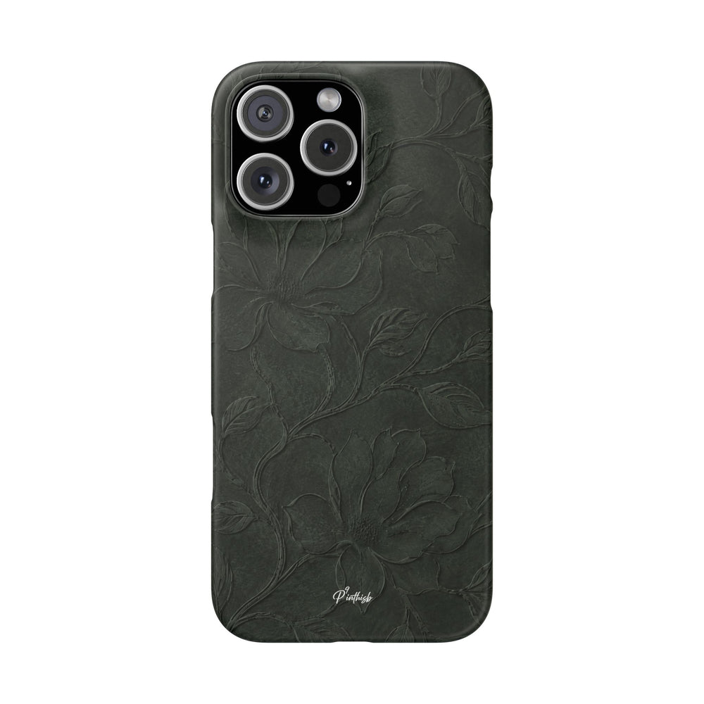 Dark Olive Floral Texture Snap Case
