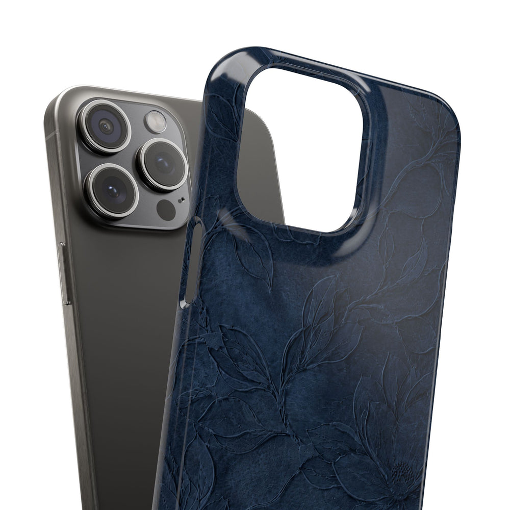 Navy Floral Textured Snap Case