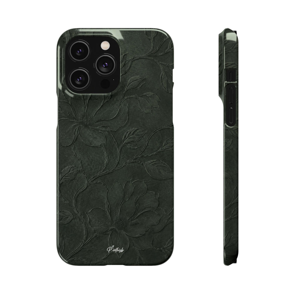 Dark Olive Floral Texture Snap Case