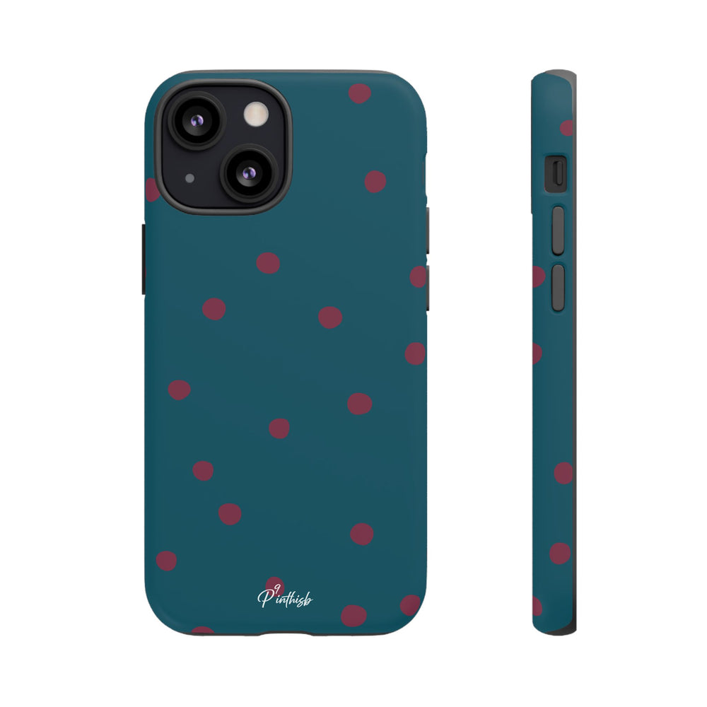 Teal & Burgundy Polka Dot Tough Phone Case