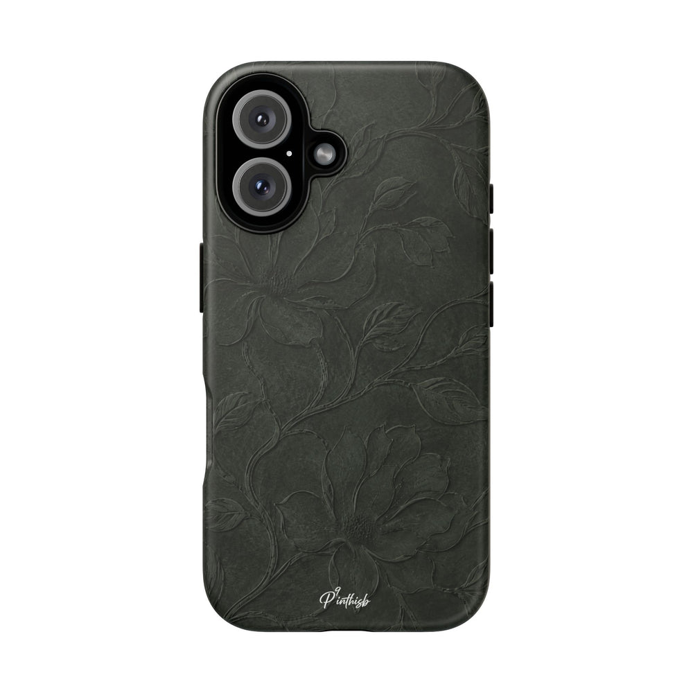Dark Olive Floral Texture Tough Case