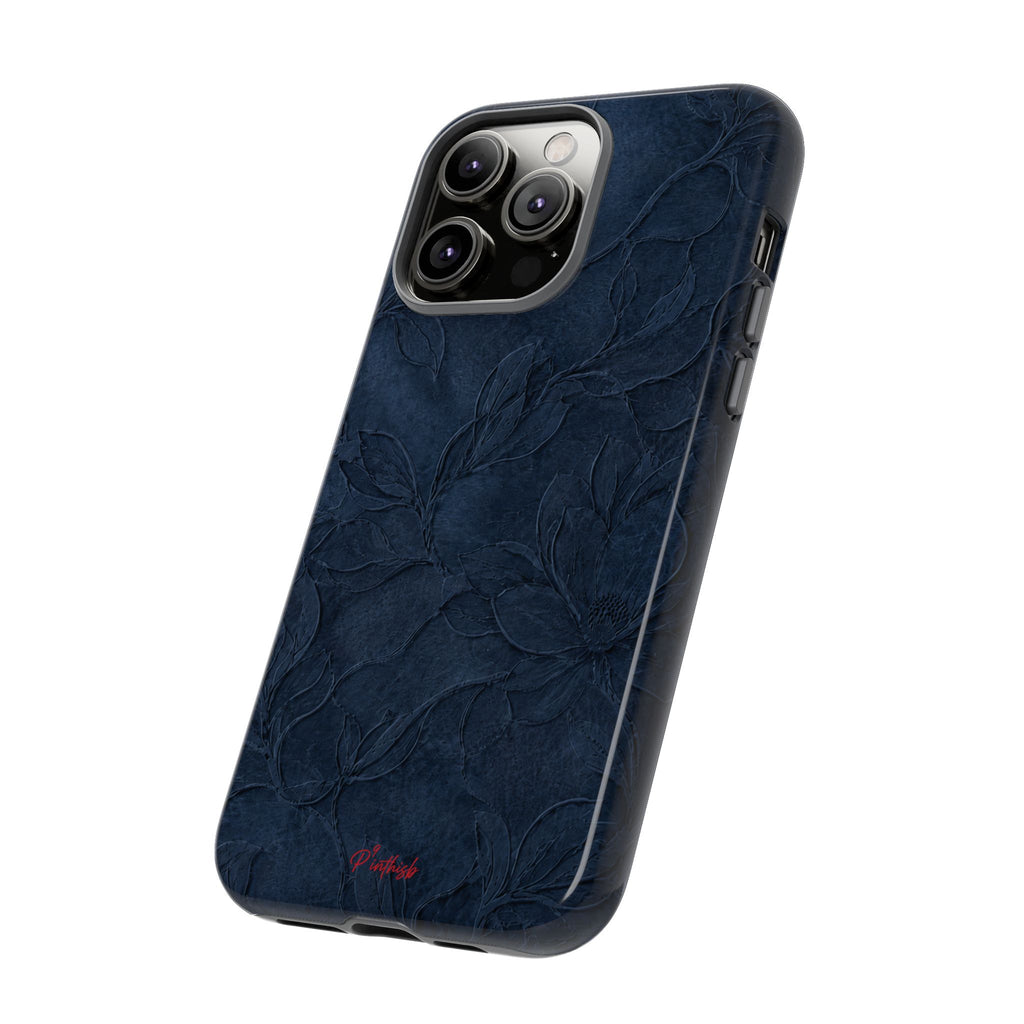 Navy Floral Textured Tough Case