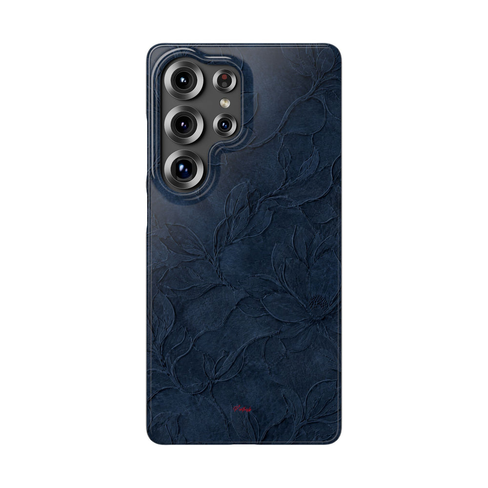 Navy Floral Textured Snap Case