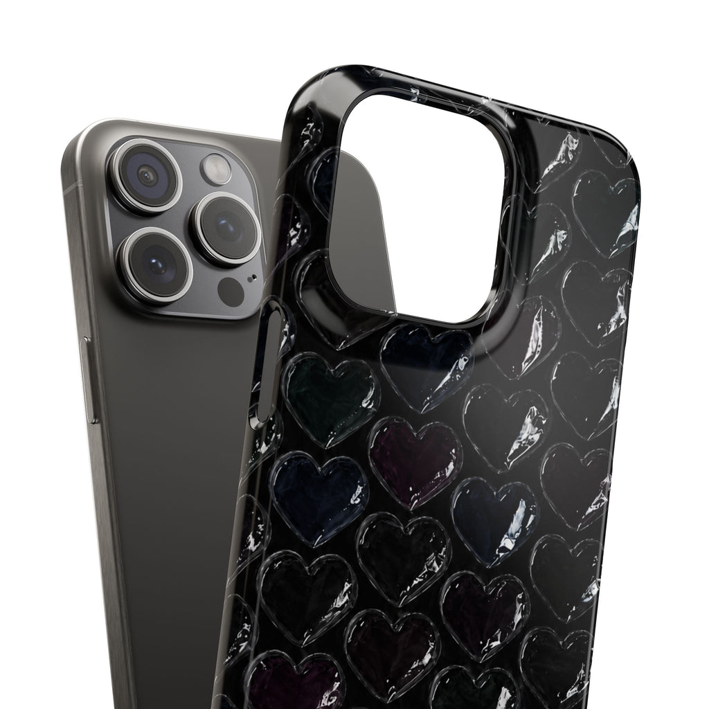 Black Pop Hearts Snap Case