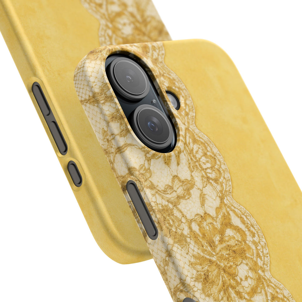 Yellow Vintage Lace Snap Case