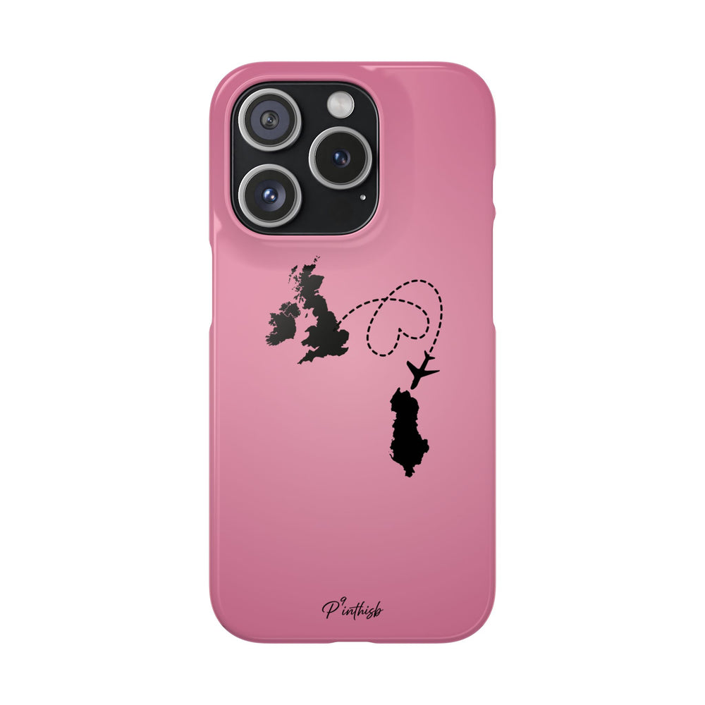UK to Albania Pink Snap Phone Case