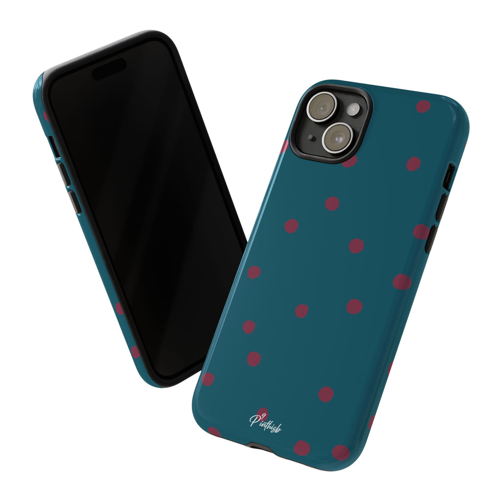Teal & Burgundy Polka Dot Tough Phone Case