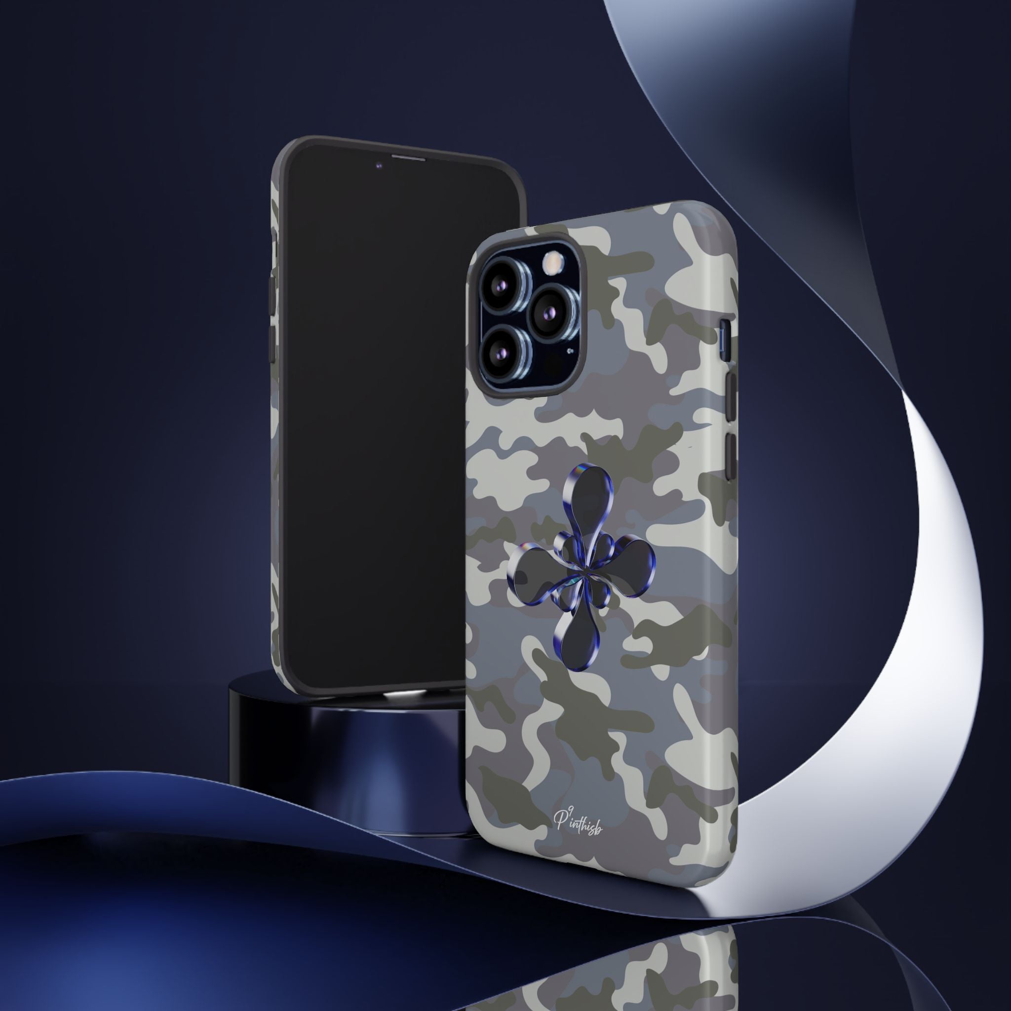 Camouflage with Blue Metallic Clover Tough Case