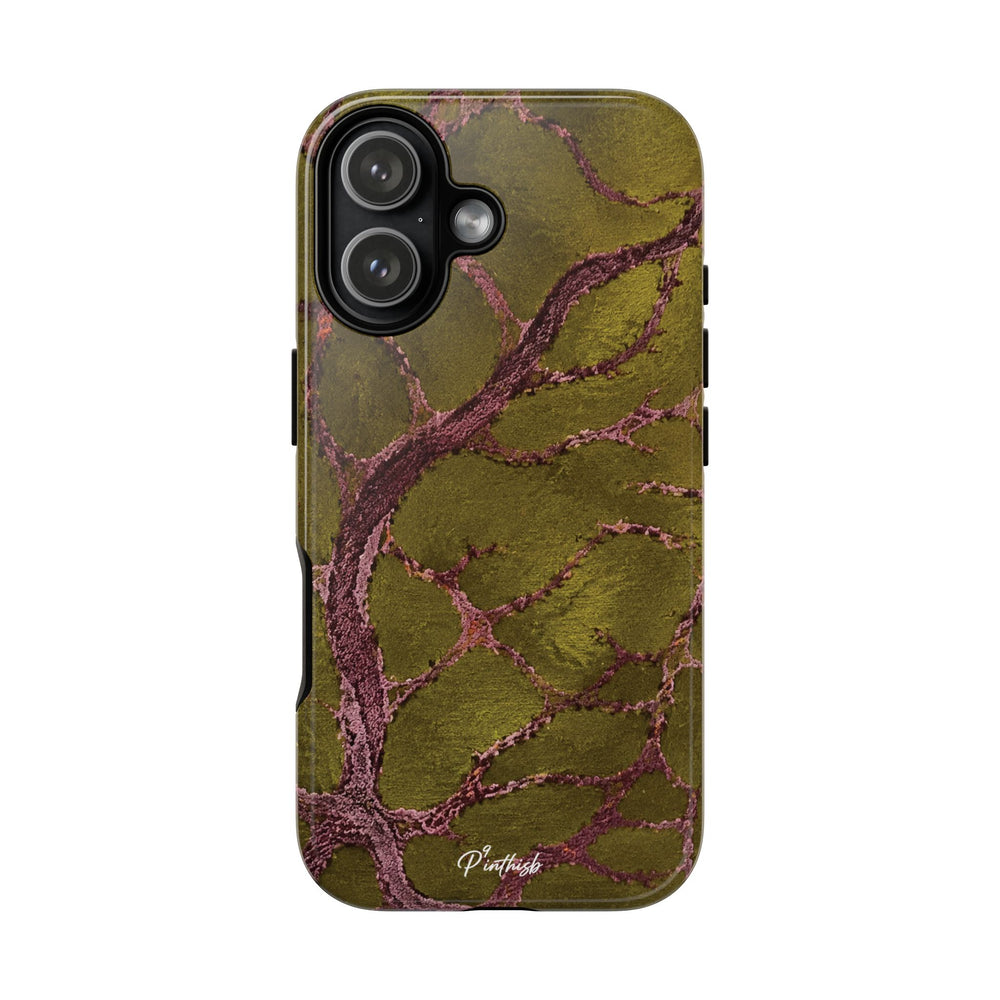 Olive & Rose Gold Tree Pattern Phone Case