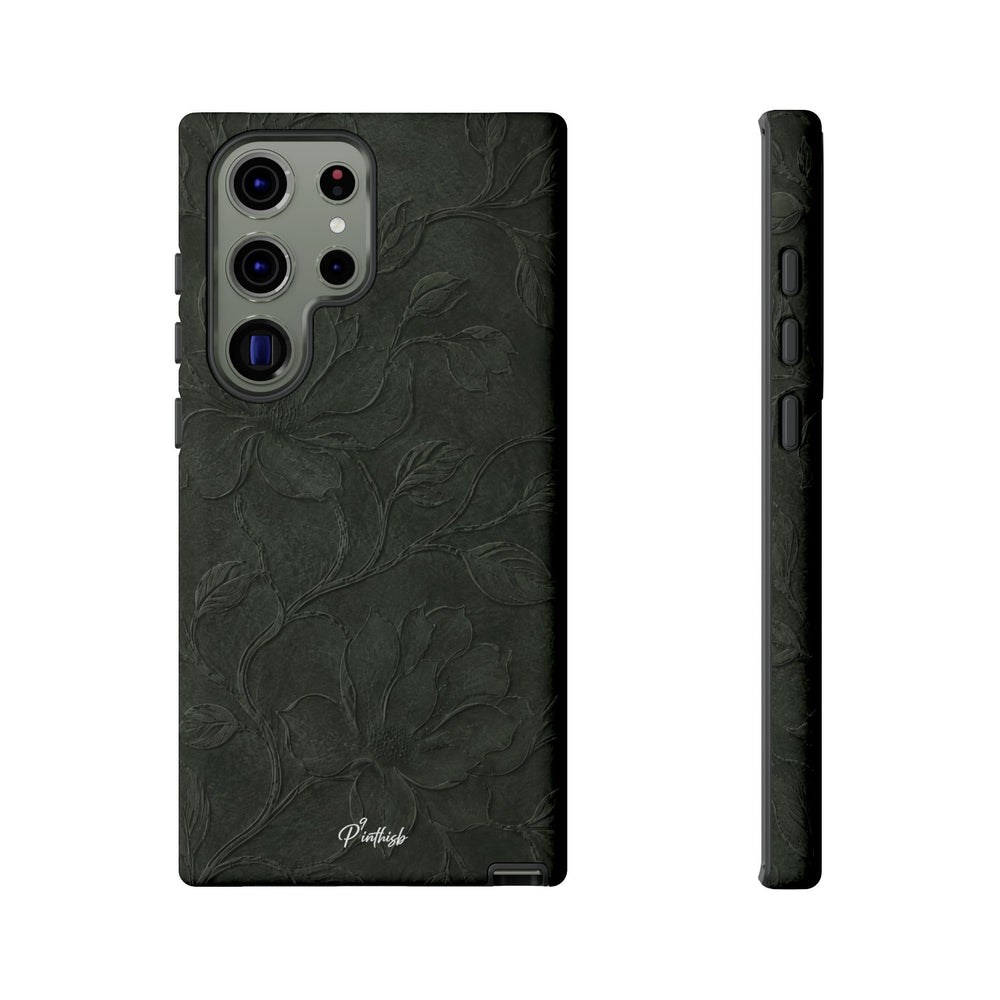 Dark Olive Floral Texture Tough Case