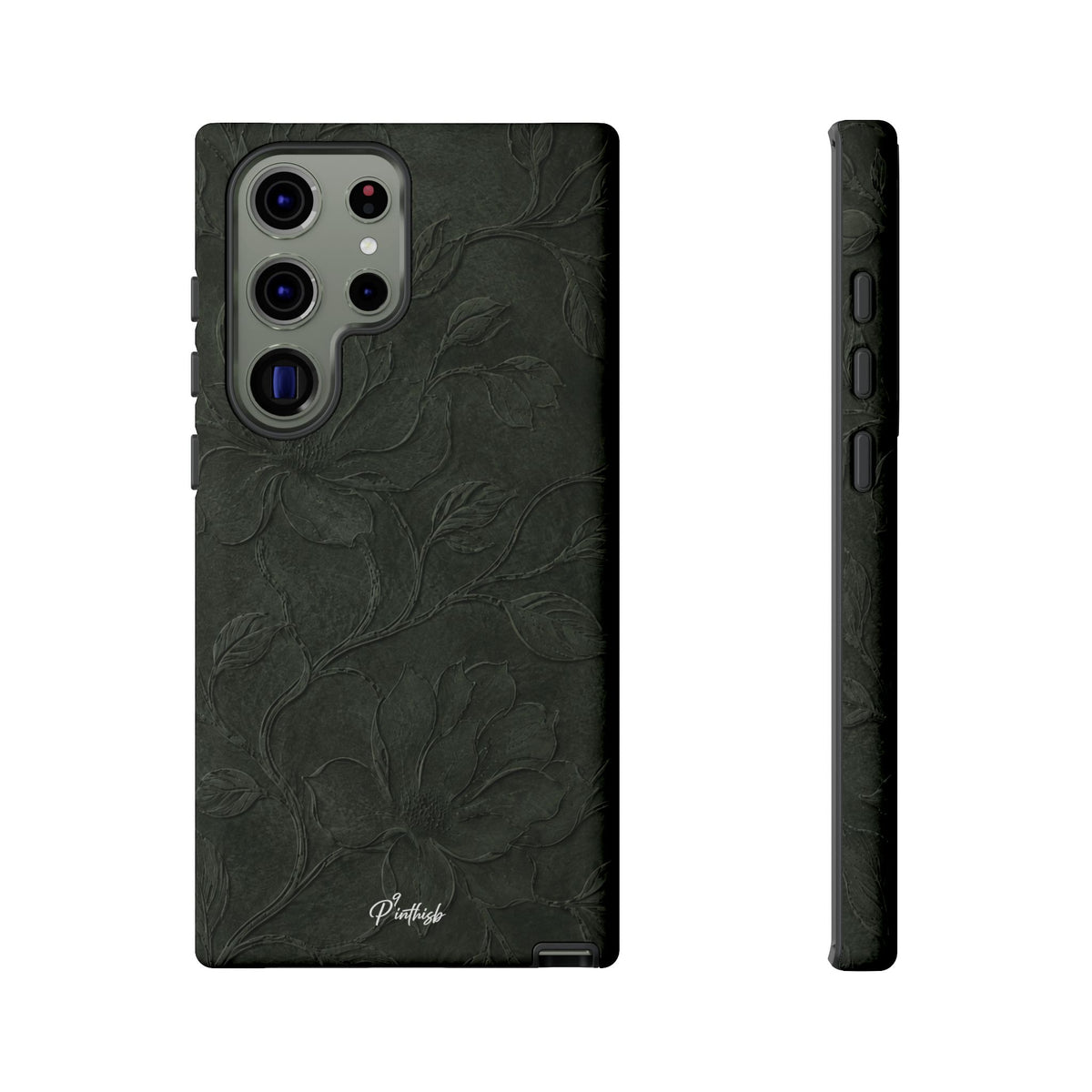 Dark Olive Floral Texture Tough Case