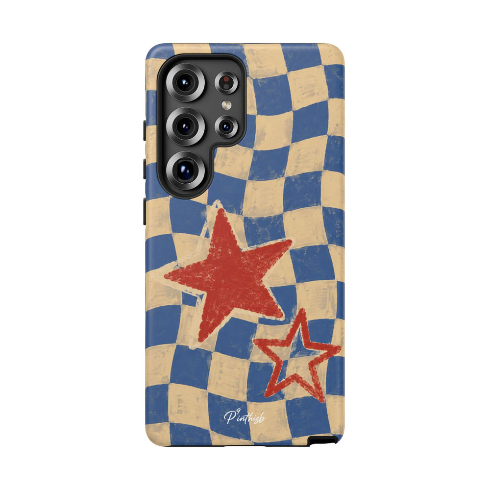 Blue & Cream Retro Star Phone Case