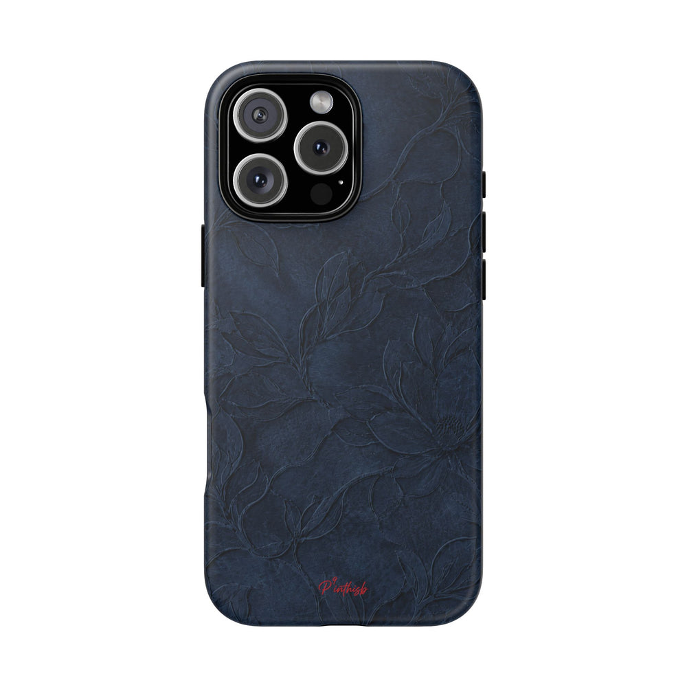 Navy Floral Textured Tough Case