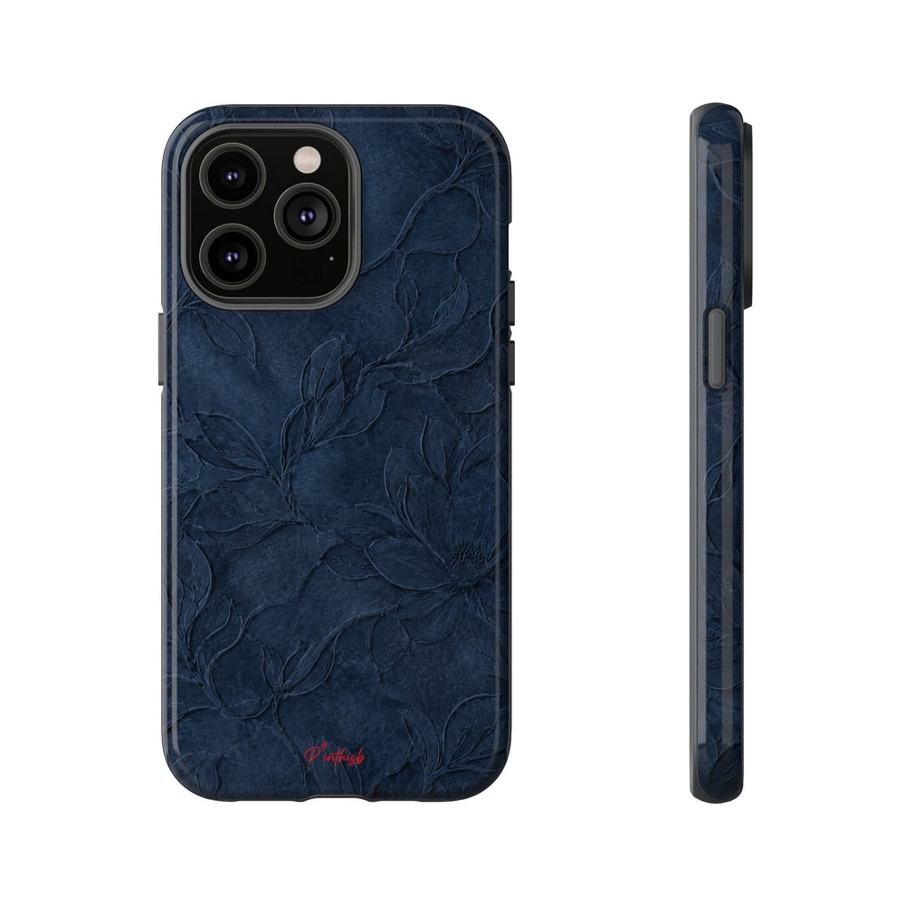Navy Floral Textured Tough Case