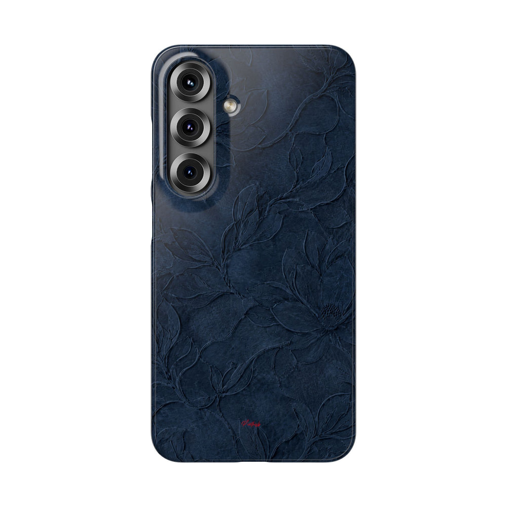Navy Floral Textured Snap Case