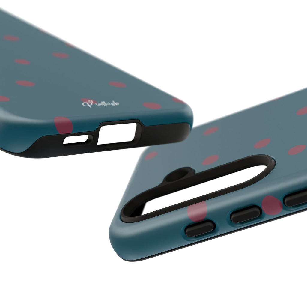 Teal & Burgundy Polka Dot Tough Phone Case