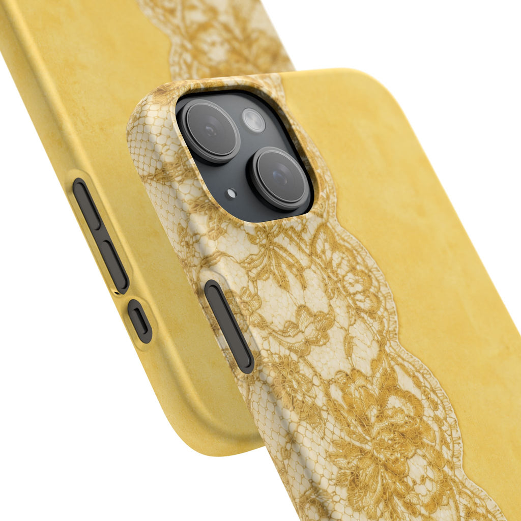 Yellow Vintage Lace Snap Case