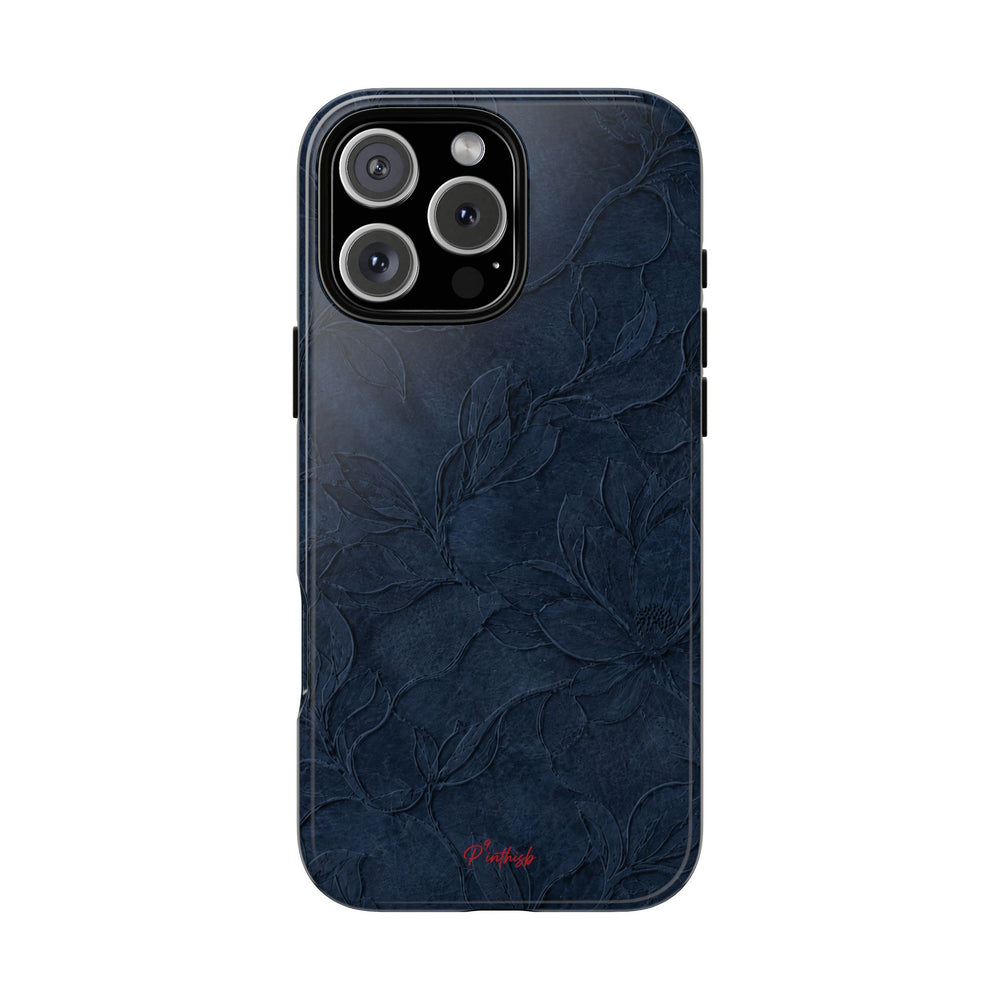 Navy Floral Textured Tough Case