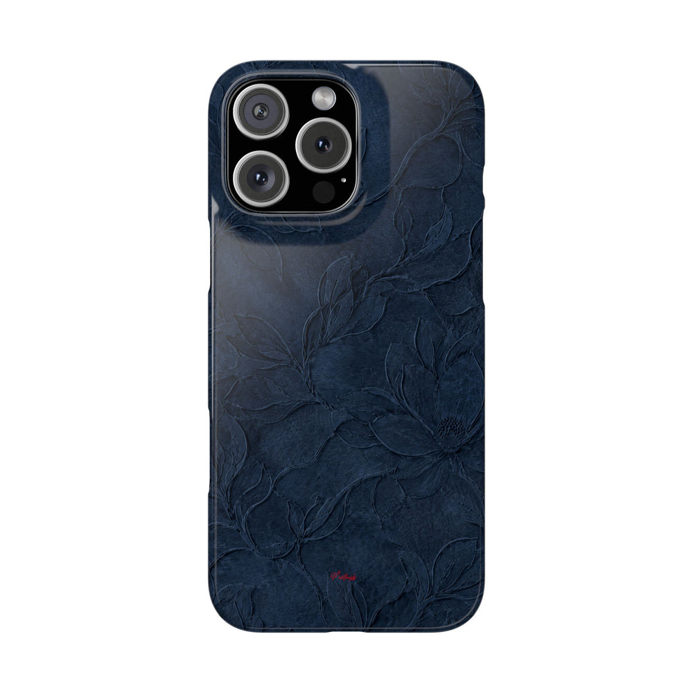 Navy Floral Textured Snap Case