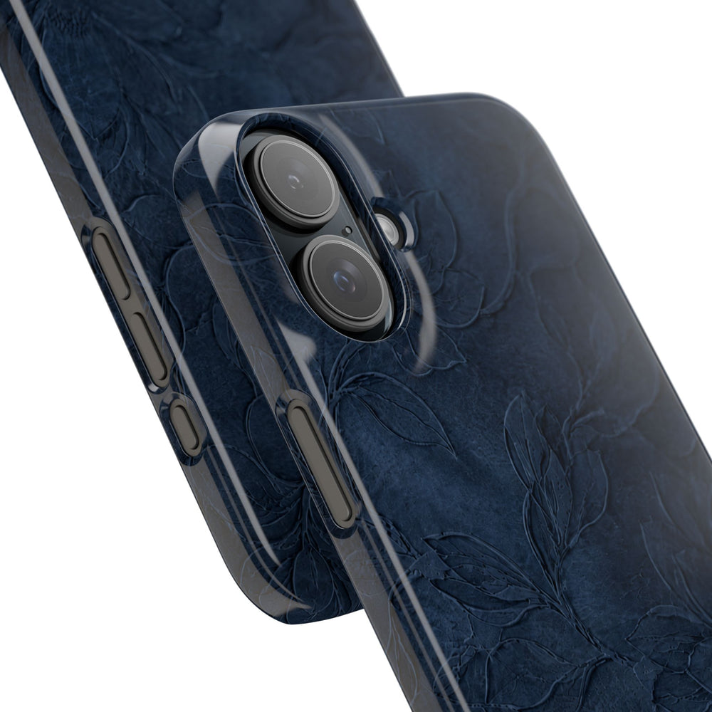 Navy Floral Textured Snap Case