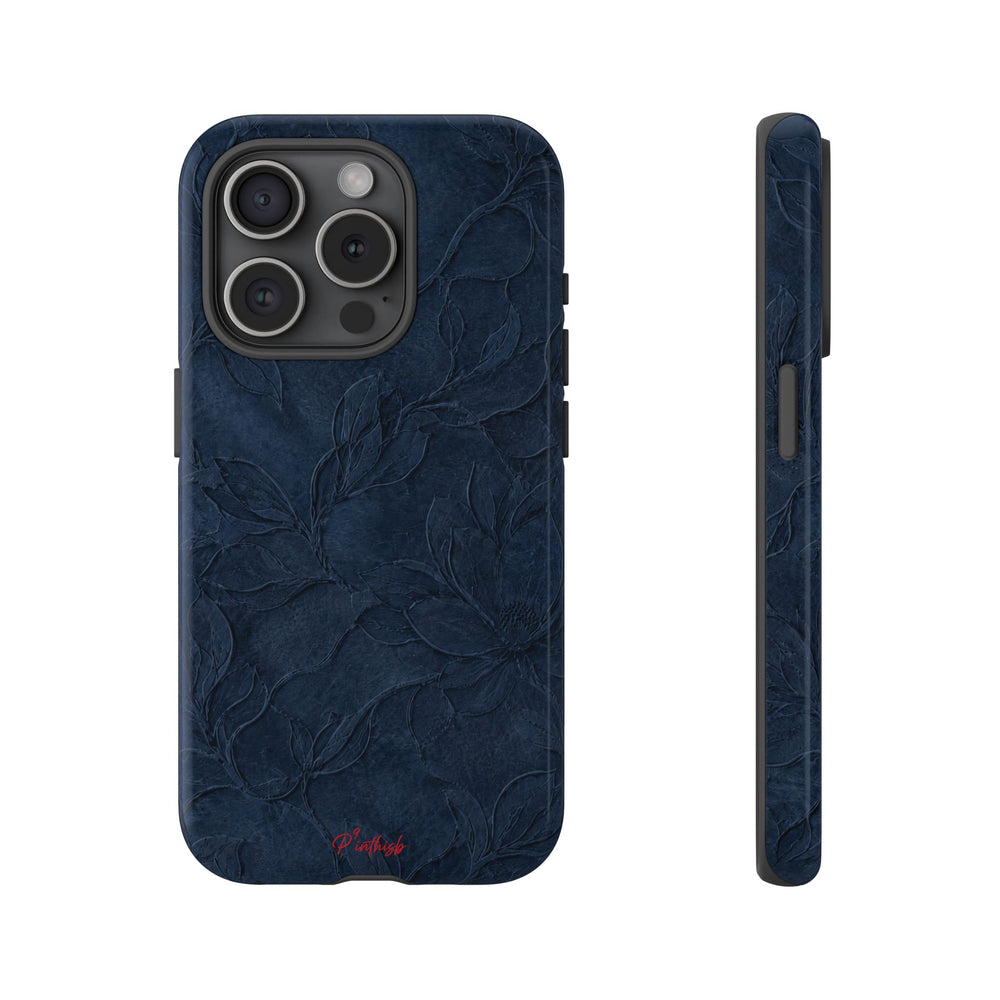Navy Floral Textured Tough Case