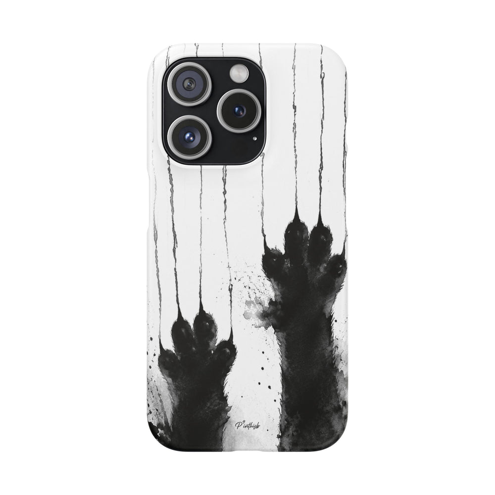 Black Ink Paw Print Snap Case