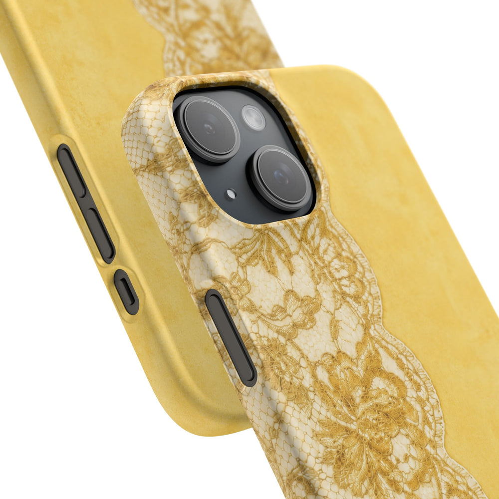 Yellow Vintage Lace Snap Case