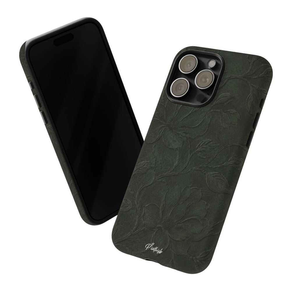 Dark Olive Floral Texture Tough Case