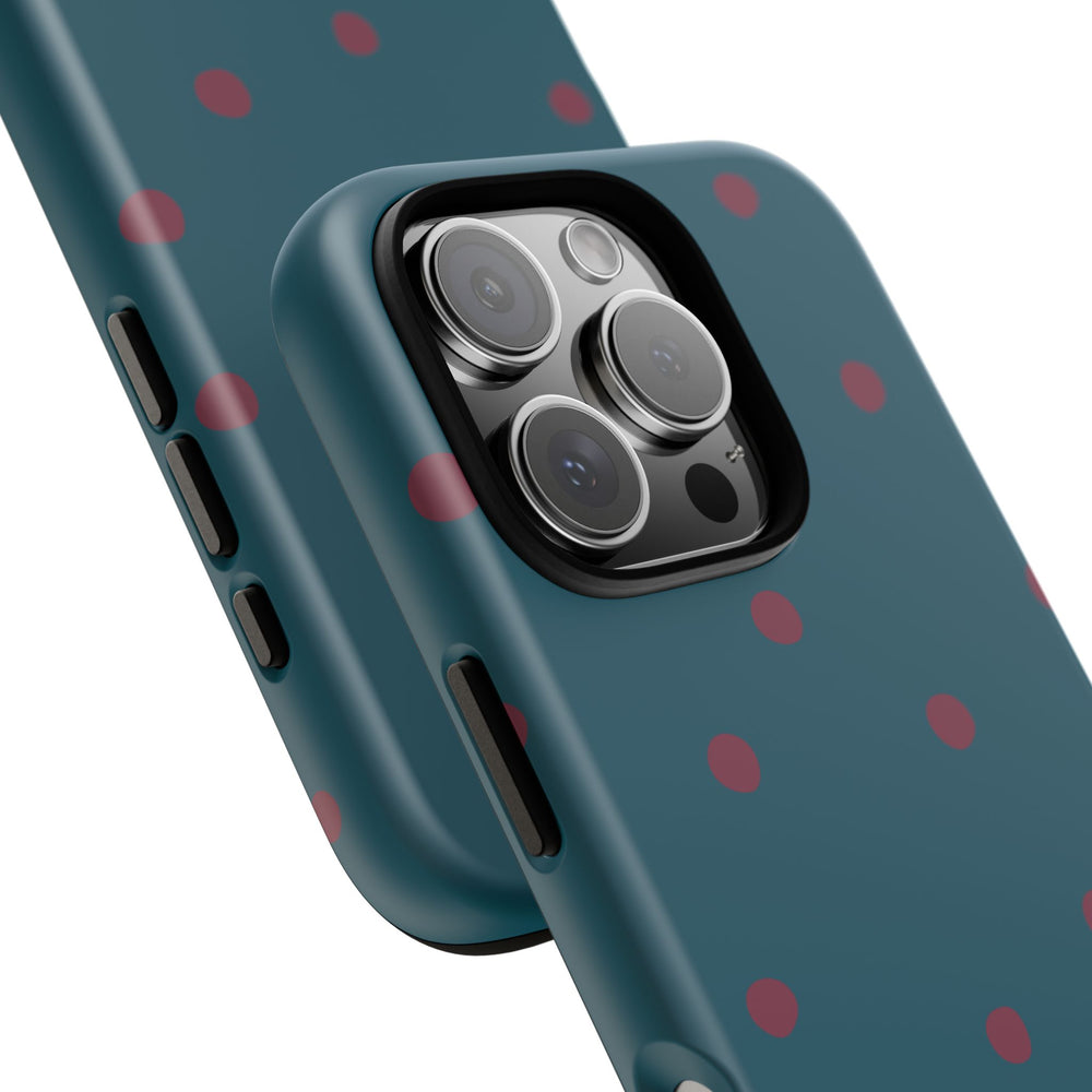 Teal & Burgundy Polka Dot Tough Phone Case