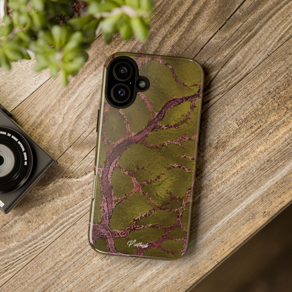 Olive & Rose Gold Tree Pattern Phone Case