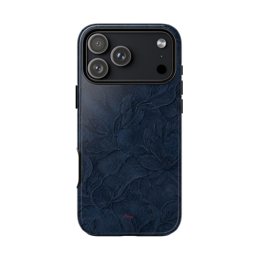 Navy Floral Textured Tough Case