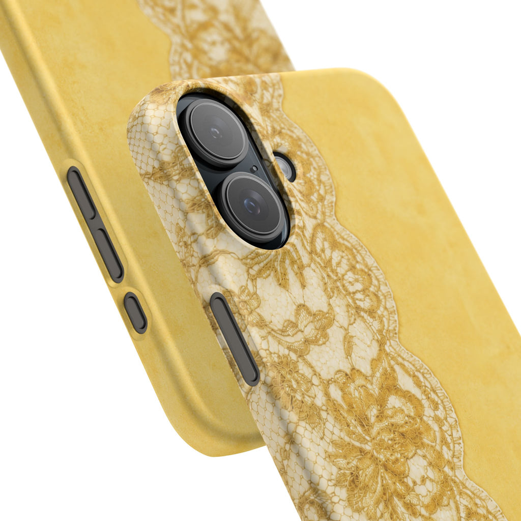 Yellow Vintage Lace Snap Case